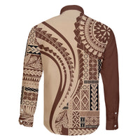 Samoa Siapo Arty Family Matching Tank Maxi Dress and Hawaiian Shirt Brown Style LT9 - Polynesian Pride