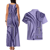 Samoa Siapo Arty Couples Matching Tank Maxi Dress and Hawaiian Shirt Purple Style LT9 - Polynesian Pride