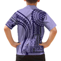 Samoa Siapo Arty Family Matching Long Sleeve Bodycon Dress and Hawaiian Shirt Purple Style LT9 - Polynesian Pride