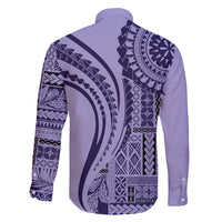 Samoa Siapo Arty Family Matching Off Shoulder Short Dress and Hawaiian Shirt Purple Style LT9 - Polynesian Pride