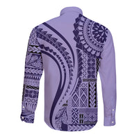 Samoa Siapo Arty Long Sleeve Button Shirt Purple Style LT9 - Polynesian Pride