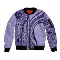 Samoa Siapo Arty Sleeve Zip Bomber Jacket Purple Style LT9 Unisex Purple - Polynesian Pride