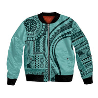 Samoa Siapo Arty Bomber Jacket Turquoise Style LT9 Unisex Turquoise - Polynesian Pride
