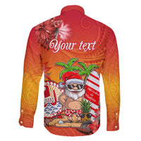 Personalised Wishes in Tahitian Christmas Family Matching Off Shoulder Long Sleeve Dress and Hawaiian Shirt French Polynesia Santa Beach LT9 - Polynesian Pride