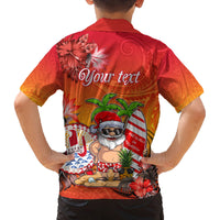 Personalised Wishes in Tahitian Christmas Family Matching Tank Maxi Dress and Hawaiian Shirt French Polynesia Santa Beach LT9 - Polynesian Pride