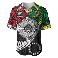Aotearoa and Cook Islands Mo Te Tiriti Baseball Jersey New Zealand Honour The Treaty Ake!Ake!Ake! LT9 Green - Polynesian Pride