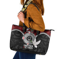 Aotearoa and Tonga Mo Te Tiriti Leather Tote Bag New Zealand Honour The Treaty Ake!Ake!Ake! LT9 Red - Polynesian Pride