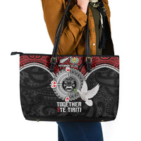 Aotearoa and Tonga Mo Te Tiriti Leather Tote Bag New Zealand Honour The Treaty Ake!Ake!Ake! LT9 - Polynesian Pride