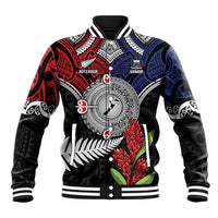 Aotearoa and Samoa Mo Te Tiriti Baseball Jacket Tangata Moana Stand with Tangata Whenua LT9 Unisex Blue - Polynesian Pride