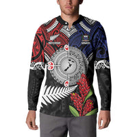 Aotearoa and Samoa Mo Te Tiriti Button Sweatshirt Tangata Moana Stand with Tangata Whenua