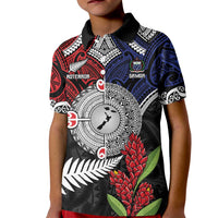 Aotearoa and Samoa Mo Te Tiriti Kid Polo Shirt Tangata Moana Stand with Tangata Whenua LT9 Kid Blue - Polynesian Pride