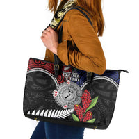 Aotearoa and Samoa Mo Te Tiriti Leather Tote Bag Tangata Moana Stand with Tangata Whenua LT9 Blue - Polynesian Pride