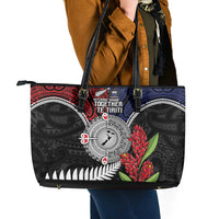 Aotearoa and Samoa Mo Te Tiriti Leather Tote Bag Tangata Moana Stand with Tangata Whenua LT9 - Polynesian Pride