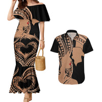 Personalised Valentines Day Romantic Lovers Couples Matching Mermaid Dress and Hawaiian Shirt LT9 Gold - Polynesian Pride