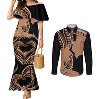 Personalised Valentines Day Romantic Lovers Couples Matching Mermaid Dress and Long Sleeve Button Shirt LT9 Gold - Polynesian Pride