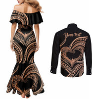 Personalised Valentines Day Romantic Lovers Couples Matching Mermaid Dress and Long Sleeve Button Shirt LT9 - Polynesian Pride