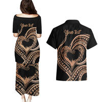 Personalised Valentines Day Romantic Lovers Couples Matching Puletasi and Hawaiian Shirt LT9 - Polynesian Pride
