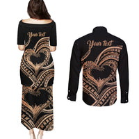 Personalised Valentines Day Romantic Lovers Couples Matching Puletasi and Long Sleeve Button Shirt LT9 - Polynesian Pride