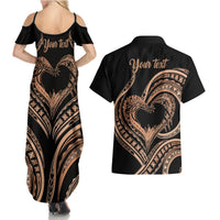 Personalised Valentines Day Romantic Lovers Couples Matching Summer Maxi Dress and Hawaiian Shirt LT9 - Polynesian Pride