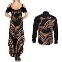 Personalised Valentines Day Romantic Lovers Couples Matching Summer Maxi Dress and Long Sleeve Button Shirt LT9 - Polynesian Pride