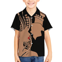 Personalised Valentines Day Romantic Lovers Family Matching Tank Maxi Dress and Hawaiian Shirt LT9 Son's Shirt Gold - Polynesian Pride