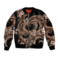 Polynesia Valentines Day Forever In My Heart Tattoo Sleeve Zip Bomber Jacket Gold Style LT9 Unisex Gold - Polynesian Pride