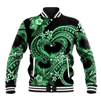 Polynesia Valentines Day Forever In My Heart Tattoo Baseball Jacket Green Style LT9 Unisex Green - Polynesian Pride