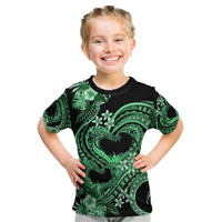 Polynesia Valentines Day Forever In My Heart Tattoo Kid T Shirt Green Style LT9 Green - Polynesian Pride