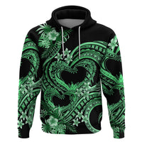 Polynesia Valentines Day Forever In My Heart Tattoo Zip Hoodie Green Style LT9 Pullover Hoodie Green - Polynesian Pride