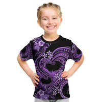 Polynesia Valentines Day Forever In My Heart Tattoo Kid T Shirt Purple Style LT9 Purple - Polynesian Pride