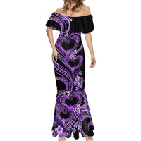 Polynesia Valentines Day Forever In My Heart Tattoo Mermaid Dress Purple Style LT9 - Polynesian Pride