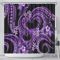 Polynesia Valentines Day Forever In My Heart Tattoo Shower Curtain Purple Style LT9 - Polynesian Pride