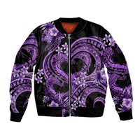 Polynesia Valentines Day Forever In My Heart Tattoo Sleeve Zip Bomber Jacket Purple Style LT9 Unisex Purple - Polynesian Pride