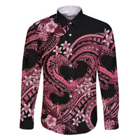 Polynesia Valentines Day Forever In My Heart Tattoo Family Matching Summer Maxi Dress and Hawaiian Shirt Pink Style LT9 Dad's Shirt - Long Sleeve Pink - Polynesian Pride