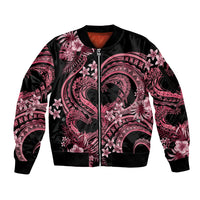 Polynesia Valentines Day Forever In My Heart Tattoo Sleeve Zip Bomber Jacket Pink Style LT9 Unisex Pink - Polynesian Pride