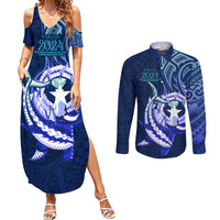 Personalised Northern Mariana Islands Couples Matching Summer Maxi Dress and Long Sleeve Button Shirt Commonwealth Day 2024 LT9 Ocean Blue - Polynesian Pride