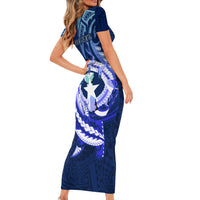 Personalised Northern Mariana Islands Short Sleeve Bodycon Dress Commonwealth Day 2024 LT9 - Polynesian Pride