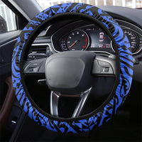 Northern Mariana Islands Ylang-ylang Mwarmwar Steering Wheel Cover Polynesian Blue Style