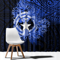 Northern Mariana Islands Ylang-ylang Mwarmwar Window Curtain Polynesian Blue Style