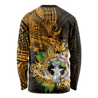 Northern Mariana Islands Ylang-ylang Mwarmwar Long Sleeve Shirt Polynesian Gold Style LT9 - Polynesian Pride