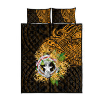 Northern Mariana Islands Ylang-ylang Mwarmwar Quilt Bed Set Polynesian Gold Style