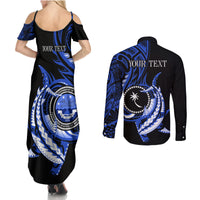 Personalised Chuuk FSM Culture Day Couples Matching Summer Maxi Dress and Long Sleeve Button Shirt Hammerhead Shark Tattoo 2024 LT9 - Polynesian Pride