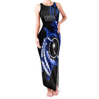 Personalised Chuuk FSM Culture Day Family Matching Tank Maxi Dress and Hawaiian Shirt Hammerhead Shark Tattoo 2024 LT9 Mom's Dress Blue - Polynesian Pride