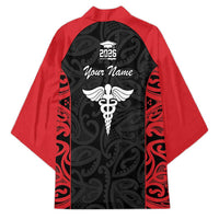 New Zealand Nurse RN 2026 Personalised Kimono Red Maori Pattern Cultural Pride LT9 - Polynesian Pride