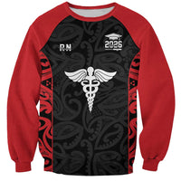 New Zealand Nurse RN 2026 Personalised Sweatshirt Red Maori Pattern Cultural Pride