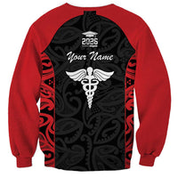 New Zealand Nurse RN 2026 Personalised Sweatshirt Red Maori Pattern Cultural Pride
