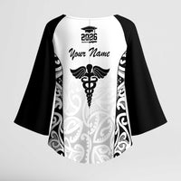 New Zealand Nurse RN 2026 Personalised Kimono Sleeve Blouse White Maori Pattern Cultural Pride