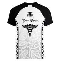 New Zealand Nurse RN 2026 Personalised Women V-Neck T-Shirt White Maori Pattern Cultural Pride