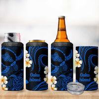Hawaii Oahu Islands Pacific Plumeria 4 in 1 Can Cooler Tumbler Blue Polynesian Tattoo LT9 - Polynesian Pride