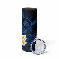 Hawaii Oahu Islands Pacific Plumeria Skinny Tumbler Blue Polynesian Tattoo LT9 - Polynesian Pride